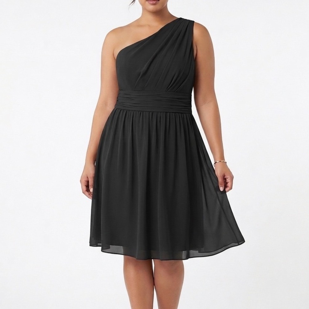 Banana Republic Black One Shoulder LBD Black Cocktail Dress 20 Plus Evening